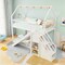 Children’s Loft Bed with Slide and Stairs White Pine Wood Built-In Storage Compartments for Playrooms
